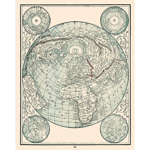 World - Rathbun 1893 Black Modern Wood Framed Art Print by Rathbun