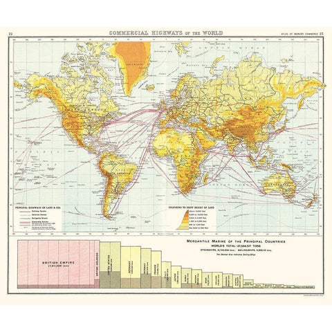 World Commercial Highways - Newnes 1907 Black Modern Wood Framed Art Print with Double Matting by Newnes