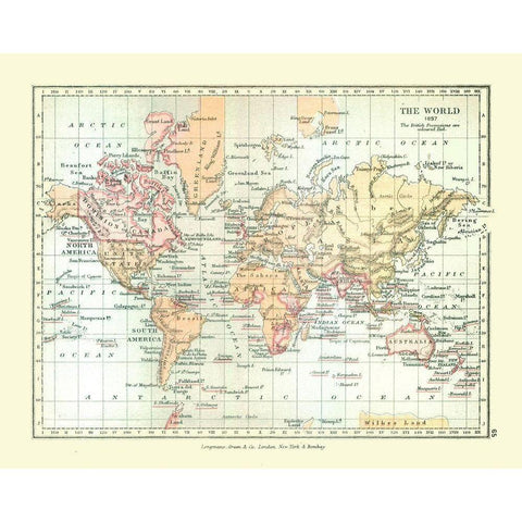 World in 1897 - Gardiner 1902 Gold Ornate Wood Framed Art Print with Double Matting by Gardiner
