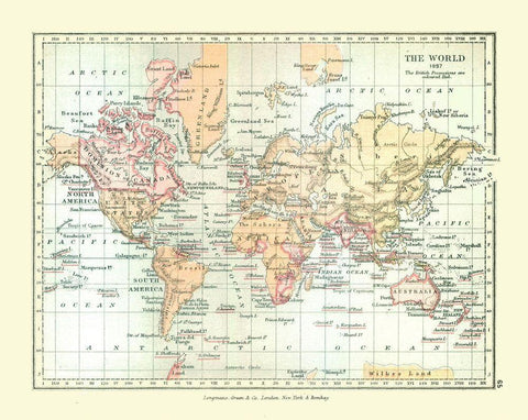 World in 1897 - Gardiner 1902 Black Ornate Wood Framed Art Print with Double Matting by Gardiner