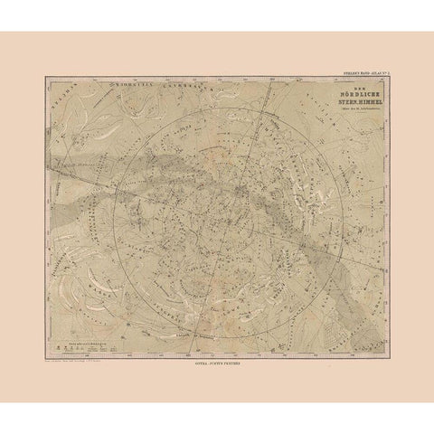 Northern Sky - Stieler 1885 Black Modern Wood Framed Art Print by Stieler