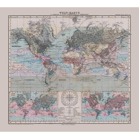 Wind Currents - Stieler 1885 Black Modern Wood Framed Art Print by Stieler