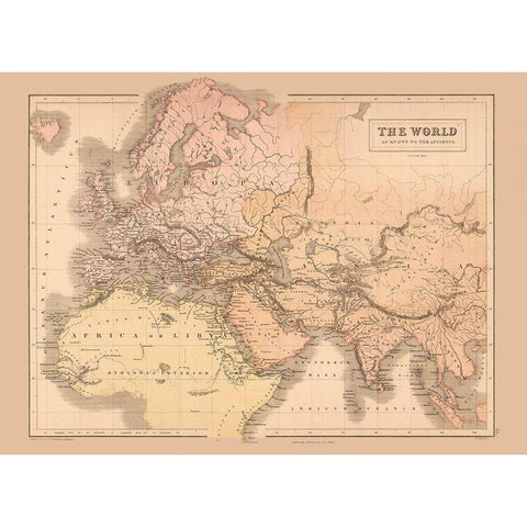 Ancient Europe Asia Africa - Black 1867 Gold Ornate Wood Framed Art Print with Double Matting by Black