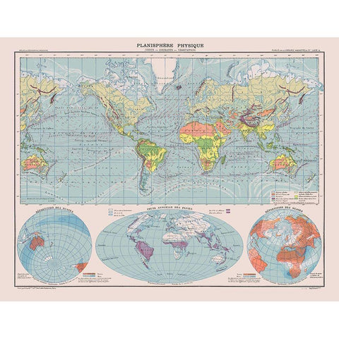 Physical Planisphere - Schrader 1908 Gold Ornate Wood Framed Art Print with Double Matting by Schrader
