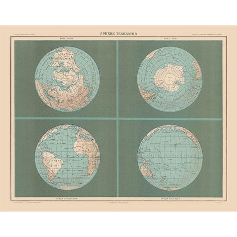 Terrestrial Sphere - Schrader 1908 White Modern Wood Framed Art Print by Schrader