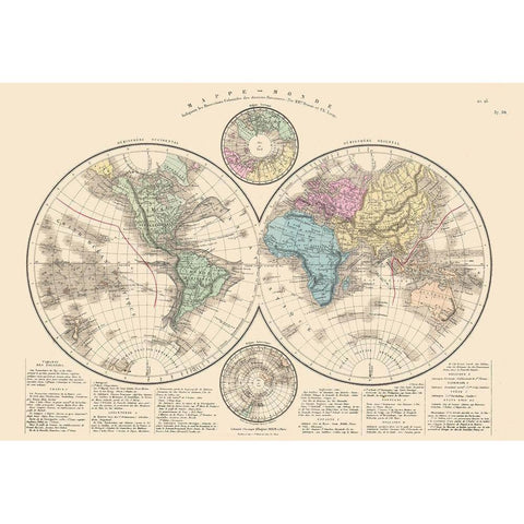 World - Drioux 1882 White Modern Wood Framed Art Print by Drioux