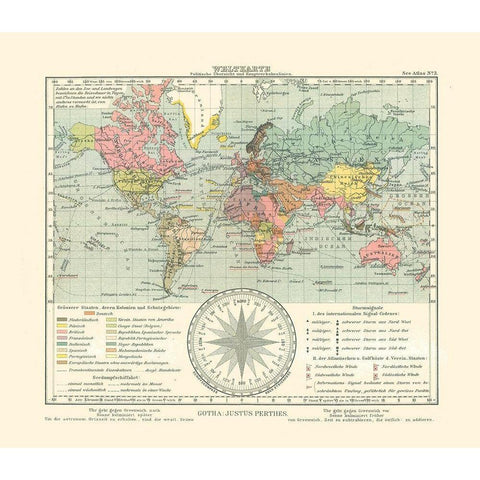 World - Perthes 1914 White Modern Wood Framed Art Print by Perthes