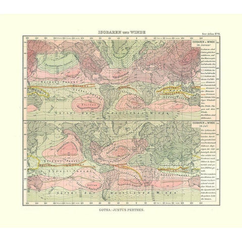 Isobar Winds - Perthes 1914 Black Modern Wood Framed Art Print with Double Matting by Perthes