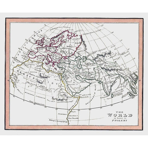 World as known to Ptolemy - Fenner 1830 Black Modern Wood Framed Art Print with Double Matting by Fenner