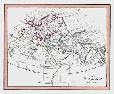 World as known to Ptolemy - Fenner 1830 White Modern Wood Framed Art Print with Double Matting by Fenner