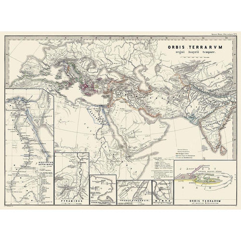 World - Spruner 1865 Gold Ornate Wood Framed Art Print with Double Matting by Spruner