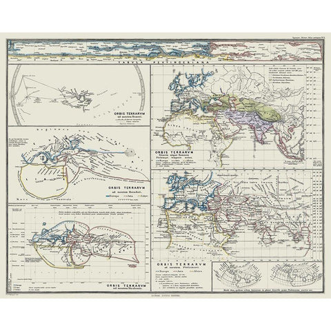 World as seen by Ancients - Spruner 1865 White Modern Wood Framed Art Print by Spruner