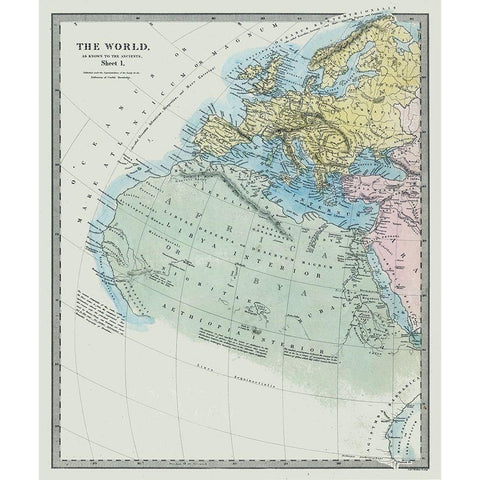 World known to Ancients Europe Africa Black Modern Wood Framed Art Print by Chapman