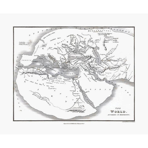 World Herodotus - Oxford 1828 Black Modern Wood Framed Art Print with Double Matting by Oxford