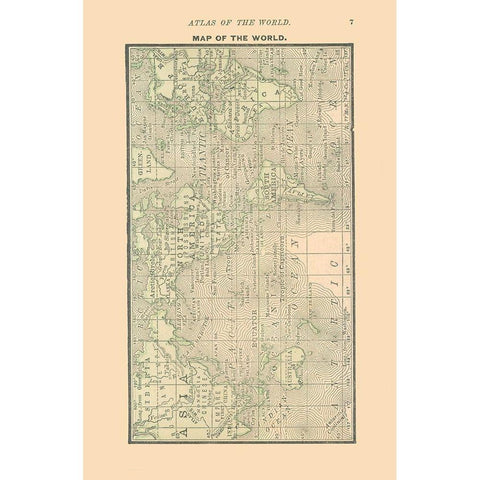 World - Alden 1886 Gold Ornate Wood Framed Art Print with Double Matting by Alden