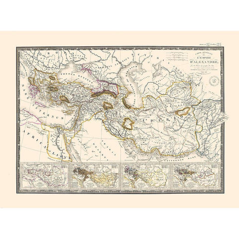 Alexander Great Empire Europe Asia - Brue 1840 White Modern Wood Framed Art Print by Brue