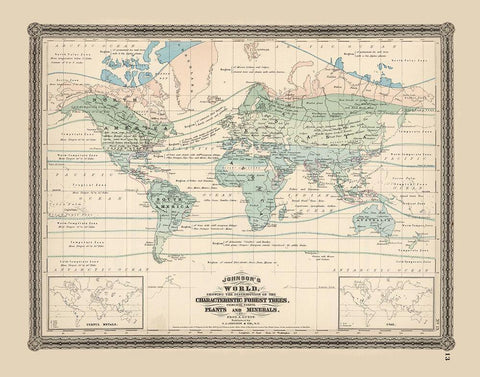 Minerals World - Johnson 1870 Black Ornate Wood Framed Art Print with Double Matting by Johnson