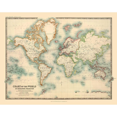 Chart of World - Johnson White Modern Wood Framed Art Print by Johnson