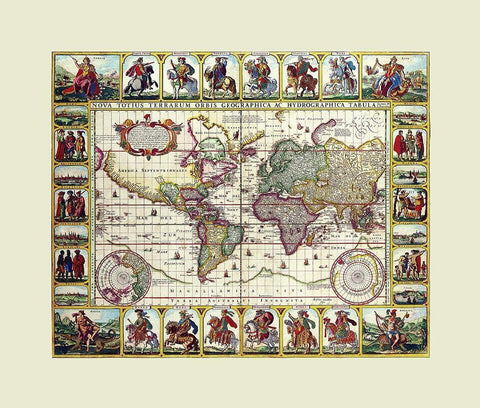 World - Piscator White Modern Wood Framed Art Print with Double Matting by Piscator