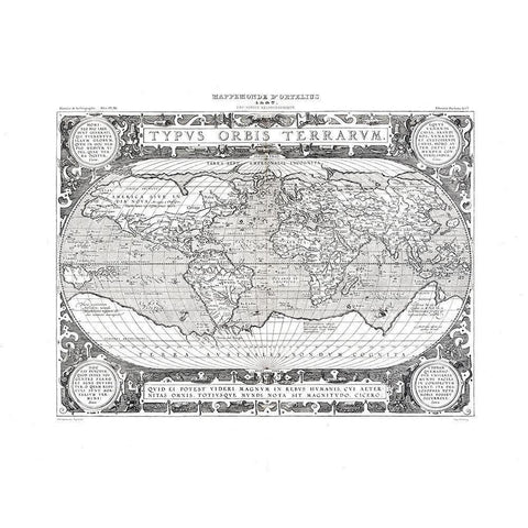 World - Ortelius 1587 White Modern Wood Framed Art Print by Ortelius