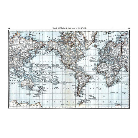 World - Rand McNally Gold Ornate Wood Framed Art Print with Double Matting by Rand McNally