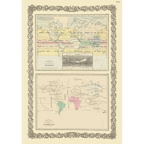 Meteorology Priniciple Plants Gold Ornate Wood Framed Art Print with Double Matting by Unknown