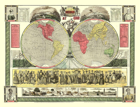 World One View - Phelps 1847 White Modern Wood Framed Art Print with Double Matting by Phelps