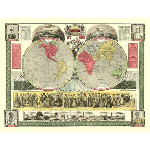World One View - Phelps 1847 Black Modern Wood Framed Art Print with Double Matting by Phelps