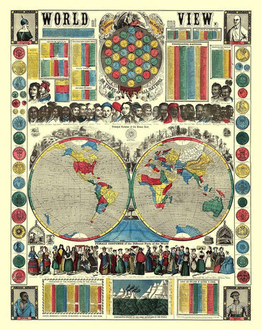 Human Race Female Costumes World - Fanning Black Ornate Wood Framed Art Print with Double Matting by Fanning