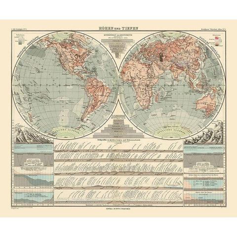 World - Perthes 1891 Black Modern Wood Framed Art Print by Perthes