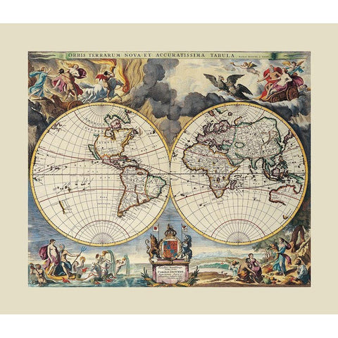 World - Loon Gold Ornate Wood Framed Art Print with Double Matting by Loon