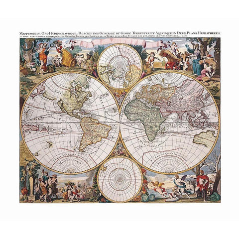 World Hydrographic - Valck White Modern Wood Framed Art Print by Valck