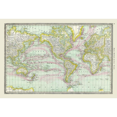 World - Rand McNally Black Modern Wood Framed Art Print by Rand McNally