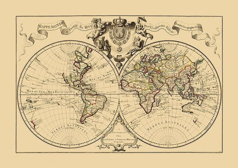 World - De lisle White Modern Wood Framed Art Print with Double Matting by De L''isle