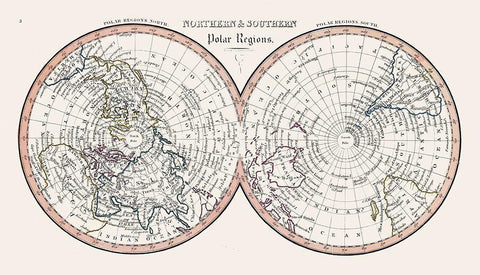 Northern Southern Polar Regions Black Ornate Wood Framed Art Print with Double Matting by Unknown