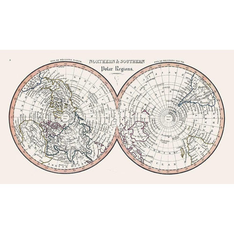 Northern Southern Polar Regions Black Modern Wood Framed Art Print with Double Matting by Unknown