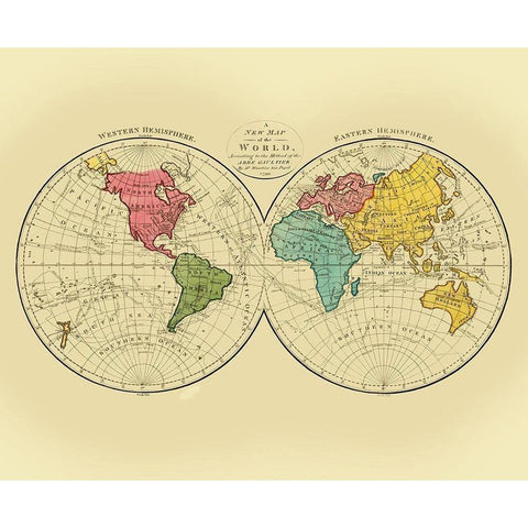 Western Eastern Hemispheres - Gaultier 1799 White Modern Wood Framed Art Print by Gaultier
