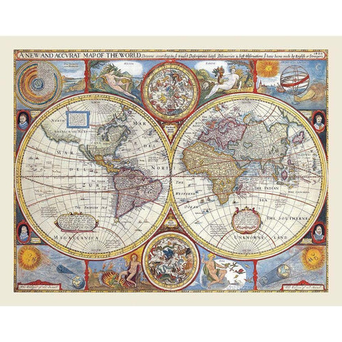 Western Eastern Hemispheres - 1627 White Modern Wood Framed Art Print by Unknown