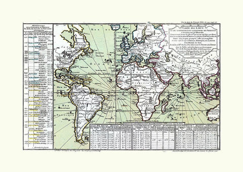 World - 1740 White Modern Wood Framed Art Print with Double Matting by Unknown