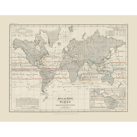 World Winds Navigation - Petermann Black Modern Wood Framed Art Print with Double Matting by Petermann