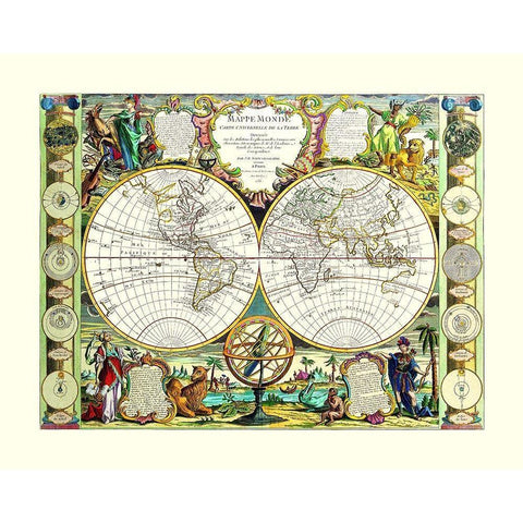 World - Nolin 1755 Gold Ornate Wood Framed Art Print with Double Matting by Nolin