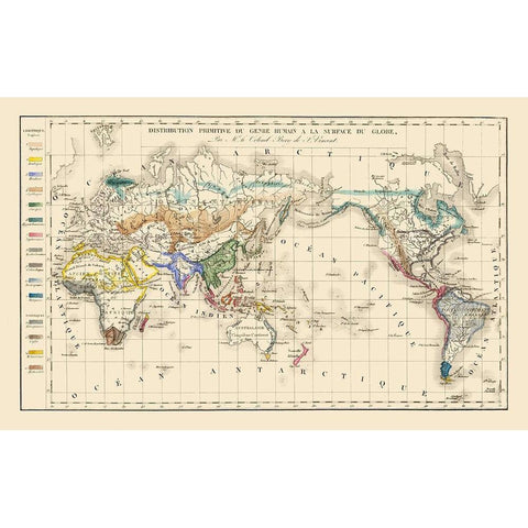 Distribution of People Globe - Vincent Black Modern Wood Framed Art Print with Double Matting by Vincent