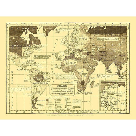 Inhabited World Religion - Woodbridge 1821 Black Modern Wood Framed Art Print with Double Matting by Woodbridge