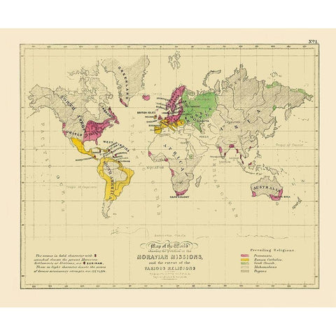 Moravian Missions Various Religions Gold Ornate Wood Framed Art Print with Double Matting by Petermann