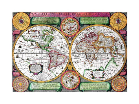 World - Boisseau Black Ornate Wood Framed Art Print with Double Matting by Boisseau