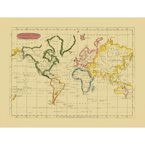 Mercator Projection - Seaman White Modern Wood Framed Art Print by Seaman