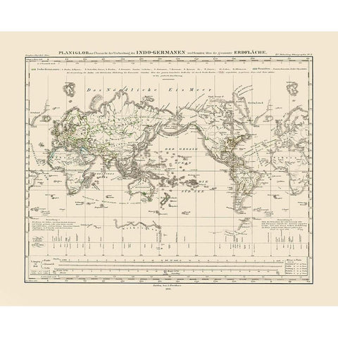 Indo Germans Semites World - Perthes 1846 Black Modern Wood Framed Art Print with Double Matting by Perthes