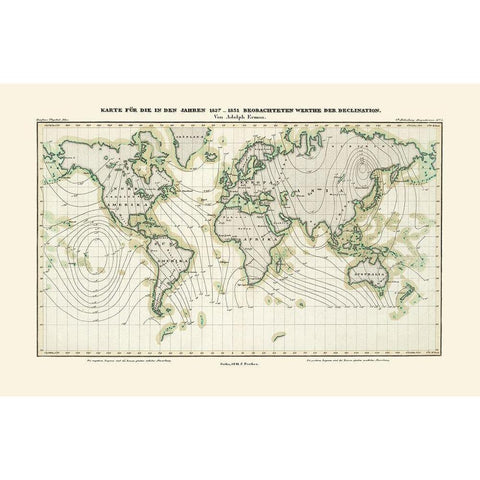 World 1827 to 1831 - Erman 1841 Black Modern Wood Framed Art Print by Erman