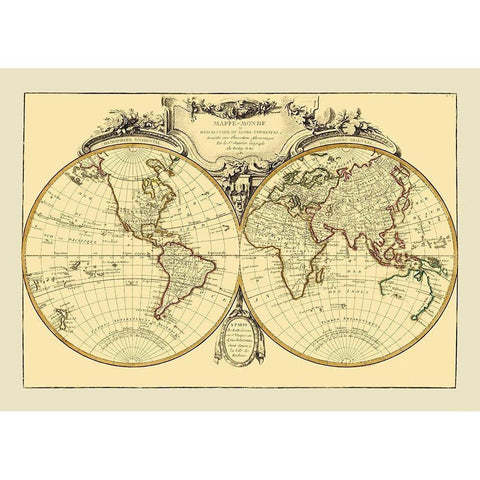 World - Janvier 1782 Gold Ornate Wood Framed Art Print with Double Matting by Janvier