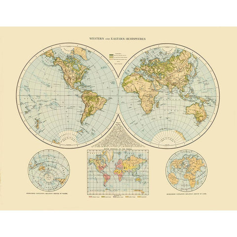 Western Eastern Hemispheres Gold Ornate Wood Framed Art Print with Double Matting by Unknown